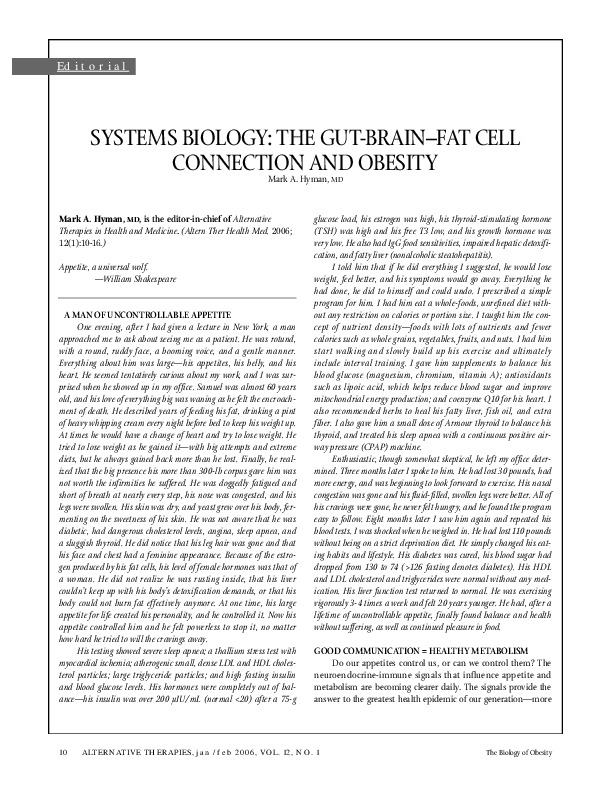 Systems biology: the gut-brain–fatcell connection and obesity
